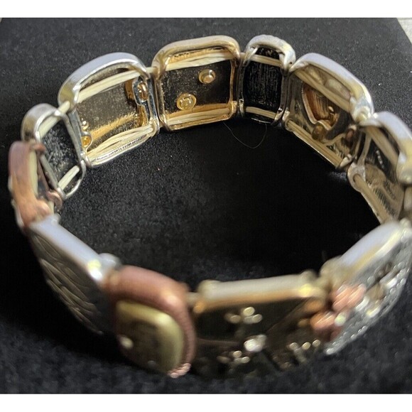 Mixed Metal Spiritual Faith Hope Love Hearts Christian Stretch Bracelet 8" - Picture 9 of 9